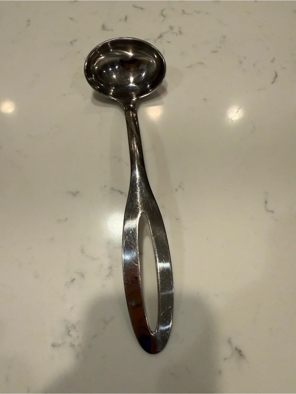Bran Stainless Steel Gravy Ladle Modernist Open Handle Serving Spoon 8”
